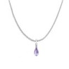 18k White Gold Plated Tanzanite Crystal Teardrop Pendant Ball Chain Necklace Embellished with Austrian Crystal