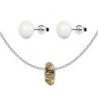 Golden Shadow Fortune Bead Premium Steel Necklace With Stud Earrings Set Embellished with Premium Grade Austrian Crystal