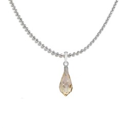 18k White Gold Plated Golden Shadow Crystal Teardrop Pendant Ball Chain Necklace Embellished with Austrian Crystal