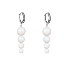 Gorgeous Spiral Pearlescent Crystal Pearl Hoop Earrings Embellished with Premium Grade Austrian Crystal Pearls