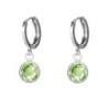 18K White Gold Plated Peridot Crystal Hoop Earrings Embellished with Premium Grade Austrian Crystals