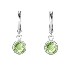 18K White Gold Plated Peridot Crystal Hoop Earrings Embellished with Premium Grade Austrian Crystals