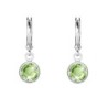 18K White Gold Plated Peridot Crystal Hoop Earrings Embellished with Premium Grade Austrian Crystals