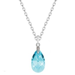 Aquamarine Pear Shaped Pendant Necklace Jewellery Set Embellished with Premium Grade Austrian Crystals