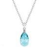 Aquamarine Pear Shaped Pendant Necklace Jewellery Set Embellished with Premium Grade Austrian Crystals