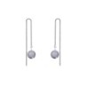 White Gold Plated June Birthpearl Mauve Crystal Pearl Thread Dangling Earrings