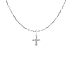 925 Silver Plated Diamond Simulant Beloved Cross Pendant Necklace