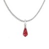 18k White Gold Plated Light Siam Crystal Teardrop Pendant Ball Chain Necklace Embellished with Austrian Crystal