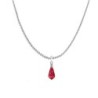 18k White Gold Plated Light Siam Crystal Teardrop Pendant Ball Chain Necklace Embellished with Austrian Crystal