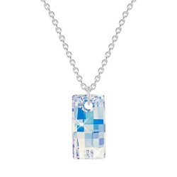 Premium Stainless Steel Crystal Aurora Borealis Urban Pendant Necklace Embellished with Premium Grade Austrian Crystal