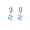 Crystal Aurora Borealis Pure Leaf 18K White Gold Plated Hoop Earrings Embellished with Premium Grade Austrian Crystals