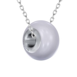 Crystal BeCharmed Pearl Lavender Steel Necklace Embellished with Premium Grade Austrian Crystal Pearl