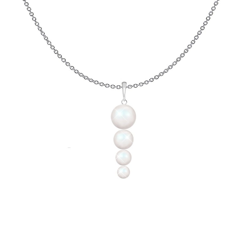 Gorgeous Spiral Pearlescent Crystal Pearl Necklace Embellished with Premium Grade Austrian Crystal Pearls