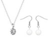 April Birth Stone Pendant Necklace And Pearl Earrings Jewellery Set Embellished with Premium Grade Austrian Crystals