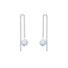 White Gold Plated March Birthpearl Light Blue Crystal Pearl Thread Dangling Earrings