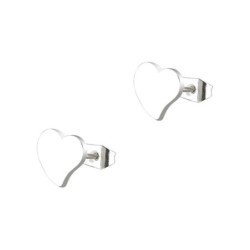 Unisex Stainless Steel Hypoallergenic Silver Fond Heart Stud Earrings