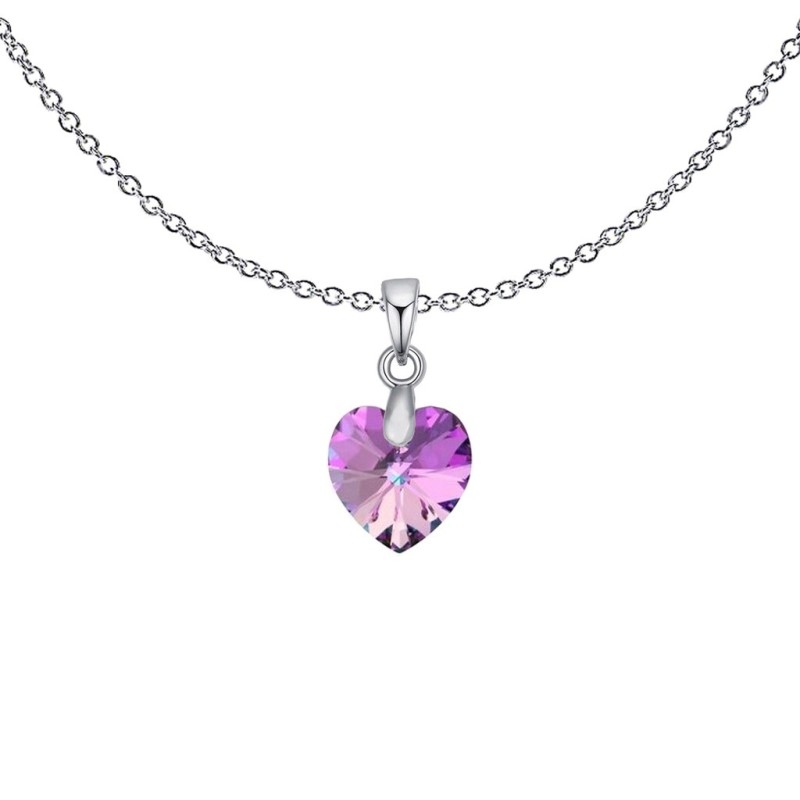 XILION Vitrail Light Heart Dainty Pendant Necklace Embellished with Premium Grade Austrian Crystal