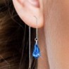 White Gold Plated Sapphire Teardrop Crystal Thread Dangling Earrings Embellished with Premium Grade Austrian Crystals