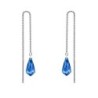 White Gold Plated Sapphire Teardrop Crystal Thread Dangling Earrings Embellished with Premium Grade Austrian Crystals