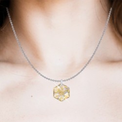 Golden Shadow Hexagon Star Pendant Premium Steel Necklace Embellished with Premium Grade Austrian Crystal