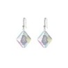 Limited Edition Elegant White Gold Plated Crystal Aurora Borealis Growing Crystal Rhombus Premium Earrings