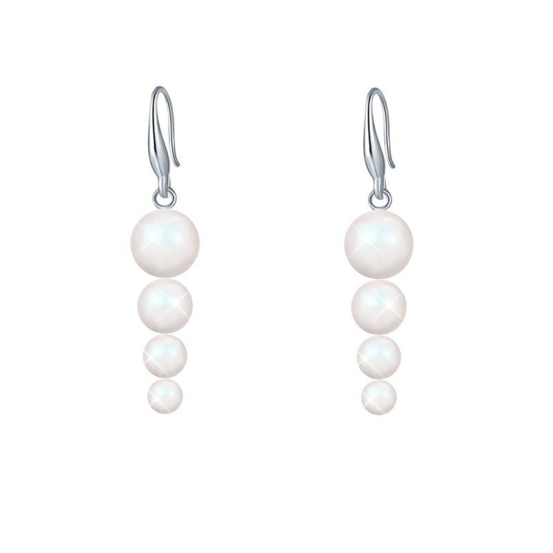 Gorgeous Spiral Pearlescent Crystal Pearl Elegant Hook Earrings Embellished with Premium Grade Austrian Crystal Pearls