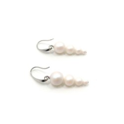 Gorgeous Spiral Pearlescent Crystal Pearl Elegant Hook Earrings Embellished with Premium Grade Austrian Crystal Pearls