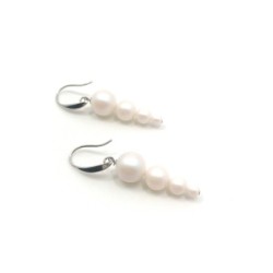 Gorgeous Spiral Pearlescent Crystal Pearl Elegant Hook Earrings Embellished with Premium Grade Austrian Crystal Pearls