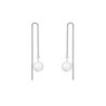 White Gold Plated April Birthpearl Pearlescent White Crystal Pearl Thread Dangling Earrings