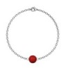 July Birthpearl Corel Red Crystal Pearl Classic Premium Steel Bracelet Embellished with Austrian Crystal Pearl