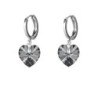 Silver Night Dainty Heart 18K White Gold Plated Hoop Earrings Embellished with Premium Grade Austrian Crystals