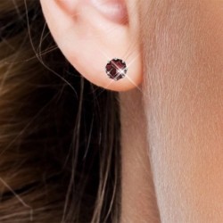 January Birthstone Siam Red 925 Sterling Silver Earring Embellished with Austrian Crystals