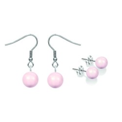 Rosaline Pink Crystal Pearl Premium Steel Earrings Set Collection Embellished with Austrian Crystal Pearls