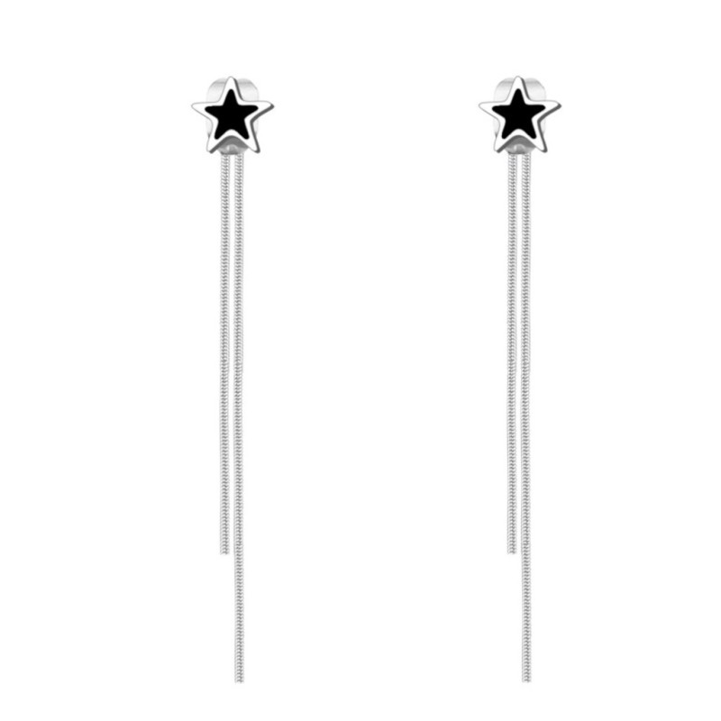 Premium Stainless Steel Hypoallergenic Designer Mini Star Stud Earrings with Dangling Threads