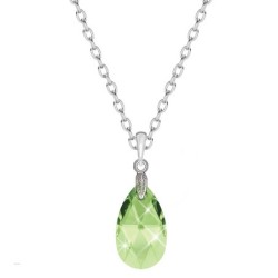 Peridot Pear Shaped Pendant Necklace Jewellery Set Embellished with Premium Grade Austrian Crystals