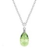 Peridot Pear Shaped Pendant Necklace Jewellery Set Embellished with Premium Grade Austrian Crystals