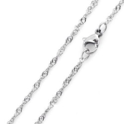 925 Sterling Silver Plated Water Wave Chain Necklace Made in Italy