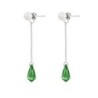 Exquisite Designer Steel Stud Crystal Pearl Pearlescent White Dangling Peridot Crystal Teardrop Earrings