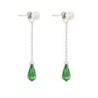 Exquisite Designer Steel Stud Crystal Pearl Pearlescent White Dangling Peridot Crystal Teardrop Earrings