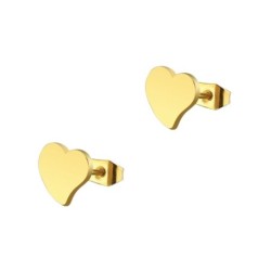 Unisex Stainless Steel Hypoallergenic Gold Fond Heart Stud Earrings