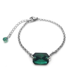 Exquisite Handcrafted Artisan Premium Stainless Steel Emerald Crystal Bracelet Embellished with Austrian Crystals