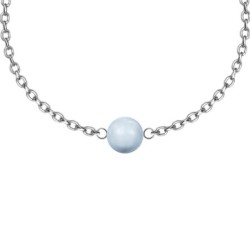 March Birthpearl Light Blue Crystal Pearl Classic Premium Steel Bracelet Embellished with Austrian Crystals