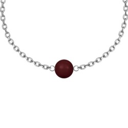 January Birthpearl Bordeaux Crystal Pearl Classic Premium Steel Bracelet Embellished with Austrian Crystals