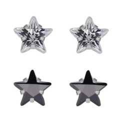 Premium Stainless Steel Hypoallergenic Zirconia Star B/W Series Stud Earrings