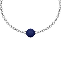 September Birthpearl Dark Lapis Crystal Pearl Classic Premium Steel Bracelet Embellished with Austrian Crystals