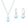 March Birth Pearl Snowman Pendant Necklace Jewellery Set Embellished with Premium Grade Austrian Crystal Pearls