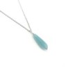 Premium Natural Blue Amazonite Teardrop Pendant Necklace