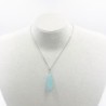 Premium Natural Blue Amazonite Teardrop Pendant Necklace