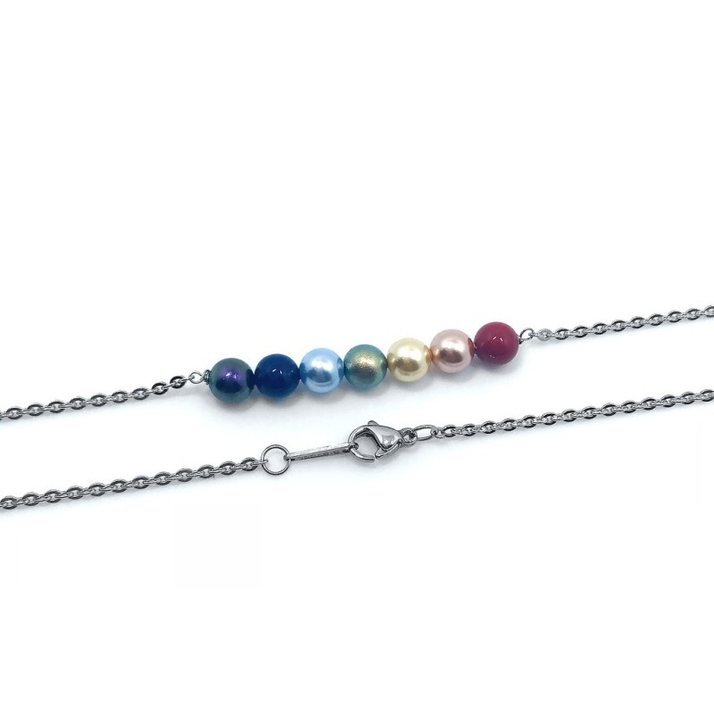 Rainbow Crystal Pearl Steel Choker Embellished with Austrian Crystals