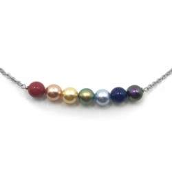 Rainbow Crystal Pearl Steel Choker Embellished with Austrian Crystals